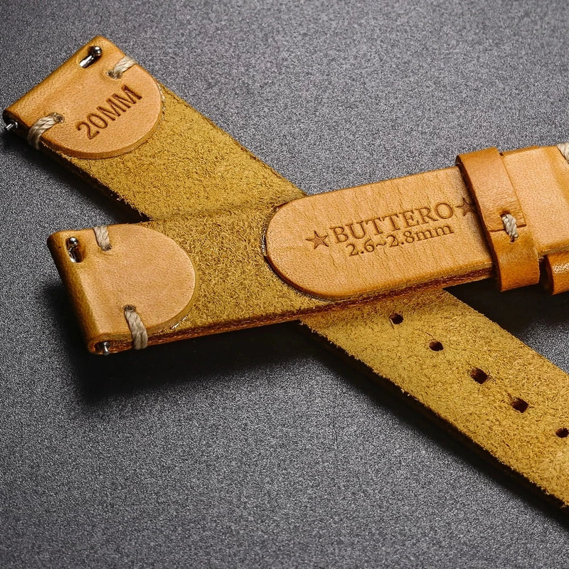 Italian Buttero Leather Handmade Watch Strap 18mm 20mm 22mm