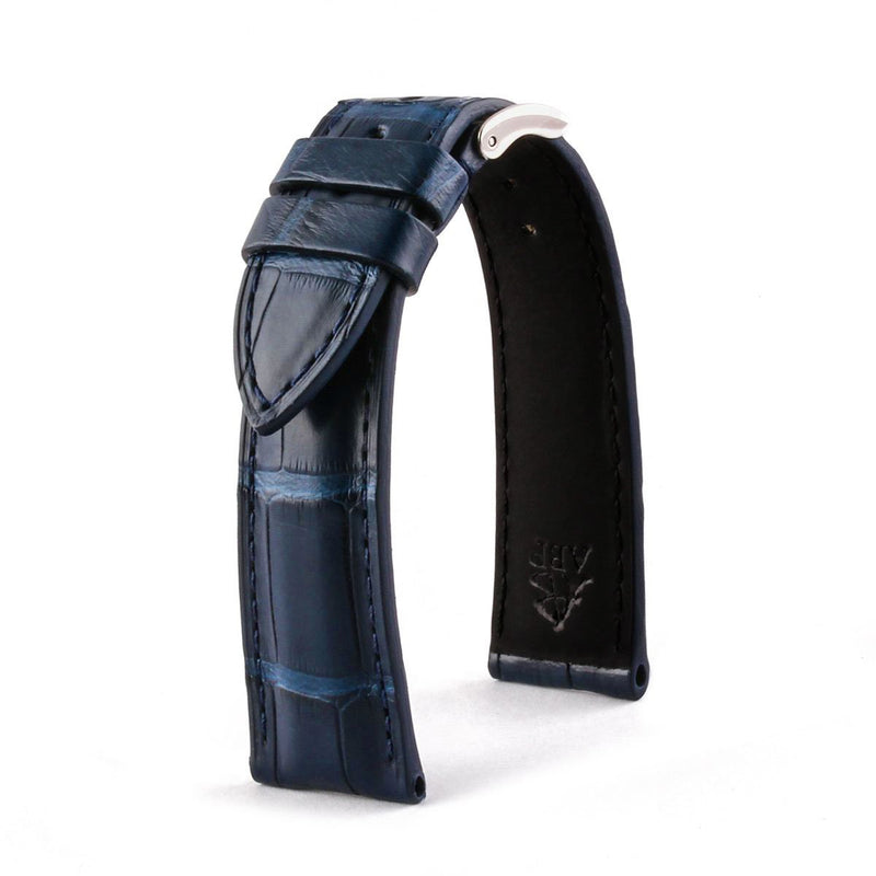 ABP Matt Blue Alligator Leather Watch Strap with tang Buckle