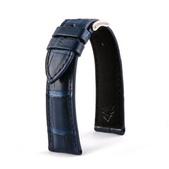 ABP Matt Blue Alligator Leather Watch Strap with tang Buckle