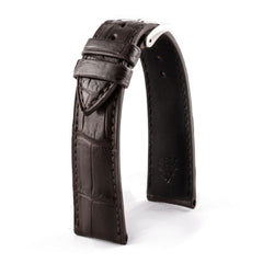 ABP Matt Dark Brown Alligator Leather Watch Strap with tang Buckle