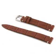 ABP Matt Medium Brown Alligator Leather Watch Strap with Ecru stitching