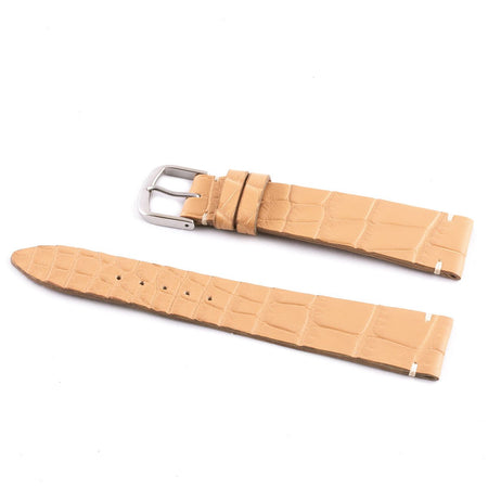 ABP Matt Tan Alligator Leather Watch Strap with Ecru stitching