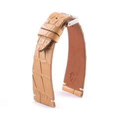 ABP Matt Tan Alligator Leather Watch Strap with Ecru stitching