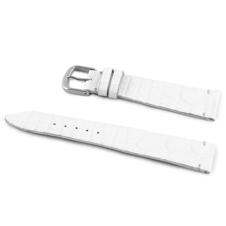 ABP Matt White Alligator Leather Watch Strap with Ecru stitching