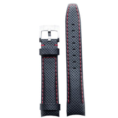 Everest Curved End Racing Leather Watch Strap Black with Red stitching for Rolex Sports Models