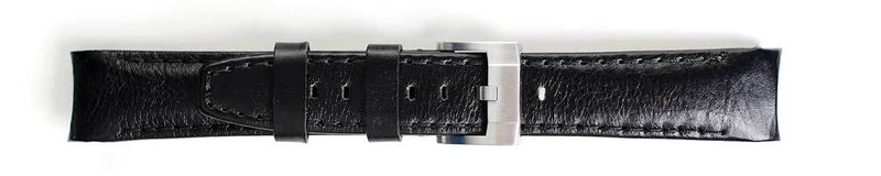 Everest Curved End Leather Watch Strap in Black with Tang Buckle for Rolex Sports Models