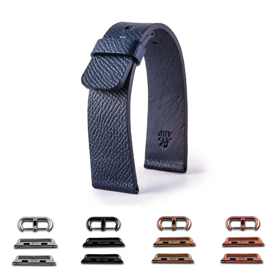 ABP Paris Dark Blue Grained Calf Leather Apple Watch Strap WatchStraps.ie