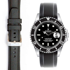 Everest Curved Rubber Strap Black EH5 with Tang Buckle for Rolex Sports Models