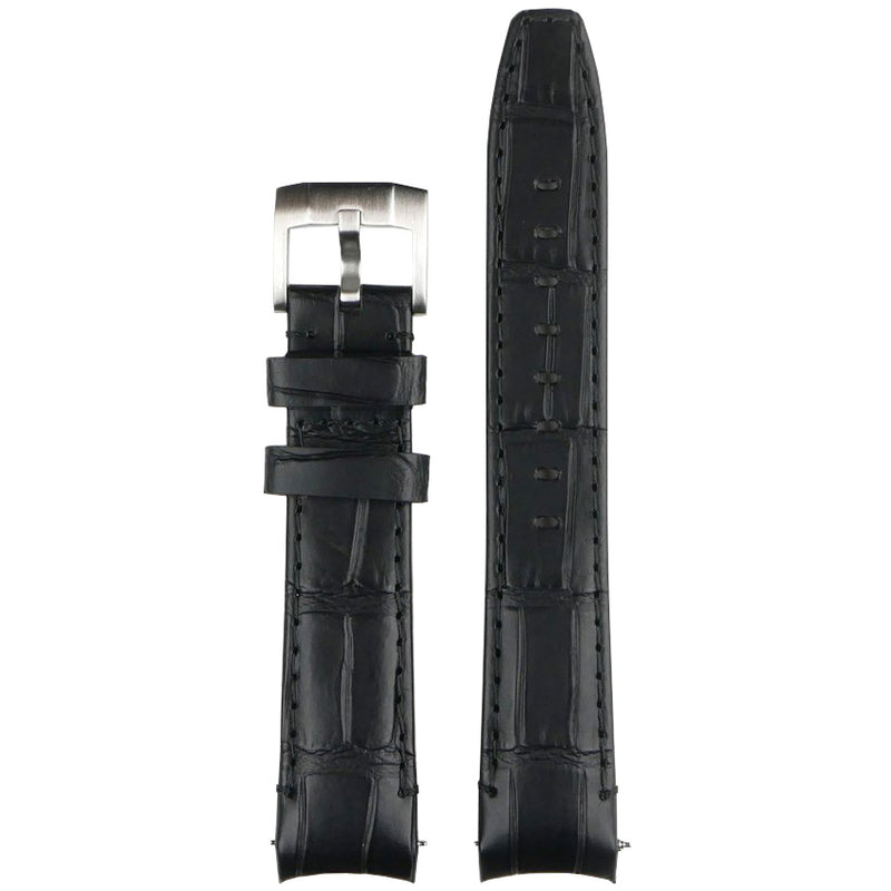 Everest Curved End Leather Watch Strap in Black Alligator with Tang Bu WatchStraps.ie