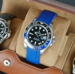 Everest Curved Rubber Strap Blue EH 5B with Tang Buckle for Rolex Sports Models