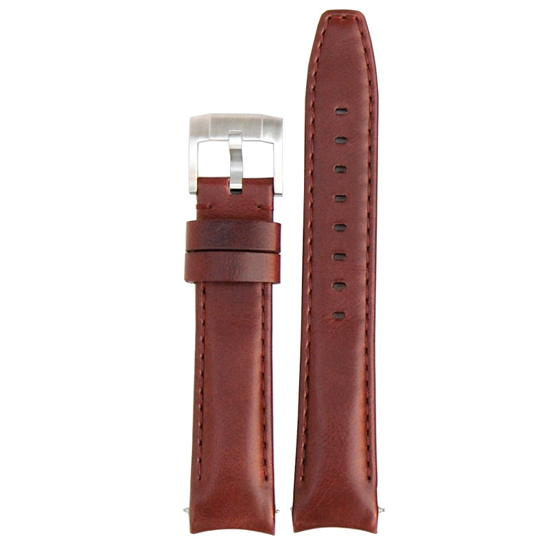 Everest Curved End Leather Watch Strap in Brown with Tang Buckle for Rolex Sports Models