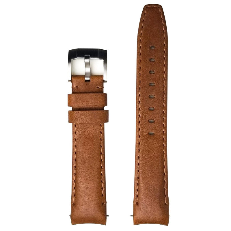 Everest Curved End Leather Watch Strap in Chestnut with Tang Buckle for Rolex Sports Models