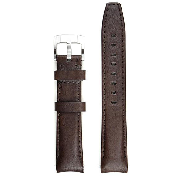 Everest Curved End Leather Watch Strap in Chocolate Brown with Tang Buckle for Rolex Sports Models