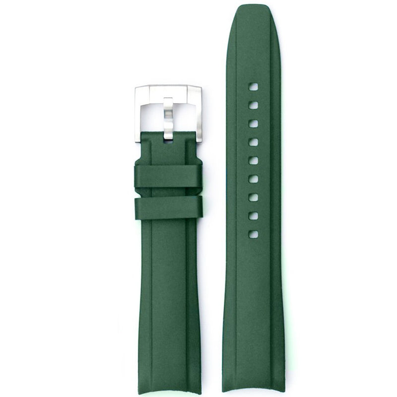 Everest Curved Rubber Strap Green EH5 with Tang Buckle for Rolex Sports Models