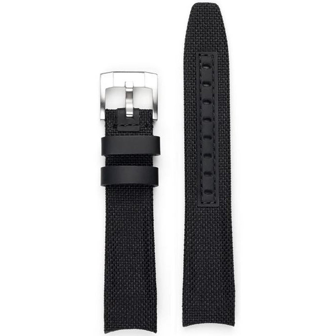 Everest Curved End Nylon Strap in Black with Tang Buckle for Rolex Sports Models
