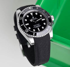 Everest Curved End Nylon Strap in Black with Tang Buckle for Rolex Sports Models