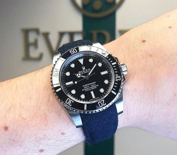 Everest Curved End Nylon Strap in Blue with Tang Buckle for Rolex Sports Models