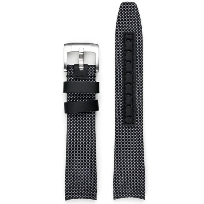 Everest Curved End Nylon Strap in Grey Gray with Tang Buckle for Rolex Sports Models