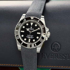 Everest Curved End Nylon Strap in Grey Gray with Tang Buckle for Rolex Sports Models