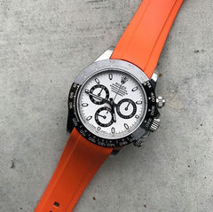 Everest Curved Rubber Strap Orange EH5 with Tang Buckle for Rolex Sports Models