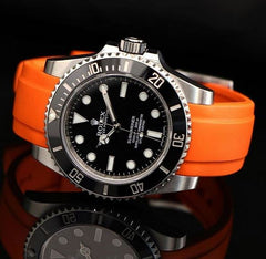 Everest Curved Rubber Strap Orange EH5 with Tang Buckle for Rolex Sports Models