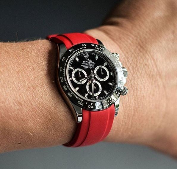 Everest Curved Rubber Strap Red EH5 with Tang Buckle for Rolex Sports Models