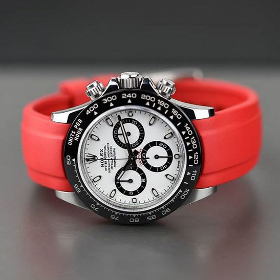 Everest Curved Rubber Strap Red EH5 with Tang Buckle for Rolex Sports Models