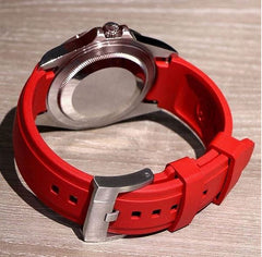 Everest Curved Rubber Strap Red EH5 with Tang Buckle for Rolex Sports Models