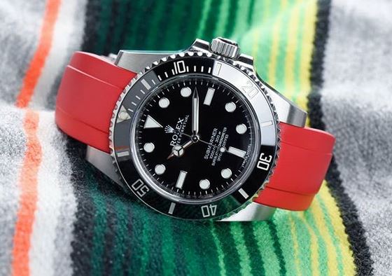 Everest Curved Rubber Strap Red EH5 with Tang Buckle for Rolex Sports Models