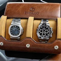 Everest Watch Roll for 2 Watches Espresso Brown