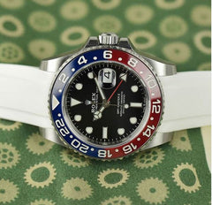 Everest Curved Rubber Strap White EH5 with Tang Buckle for Rolex Sports Models