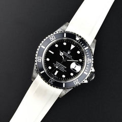 Everest Curved Rubber Strap White EH5 with Tang Buckle for Rolex Sports Models