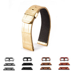 ABP Paris Gold Alligator Leather Apple Watch Strap