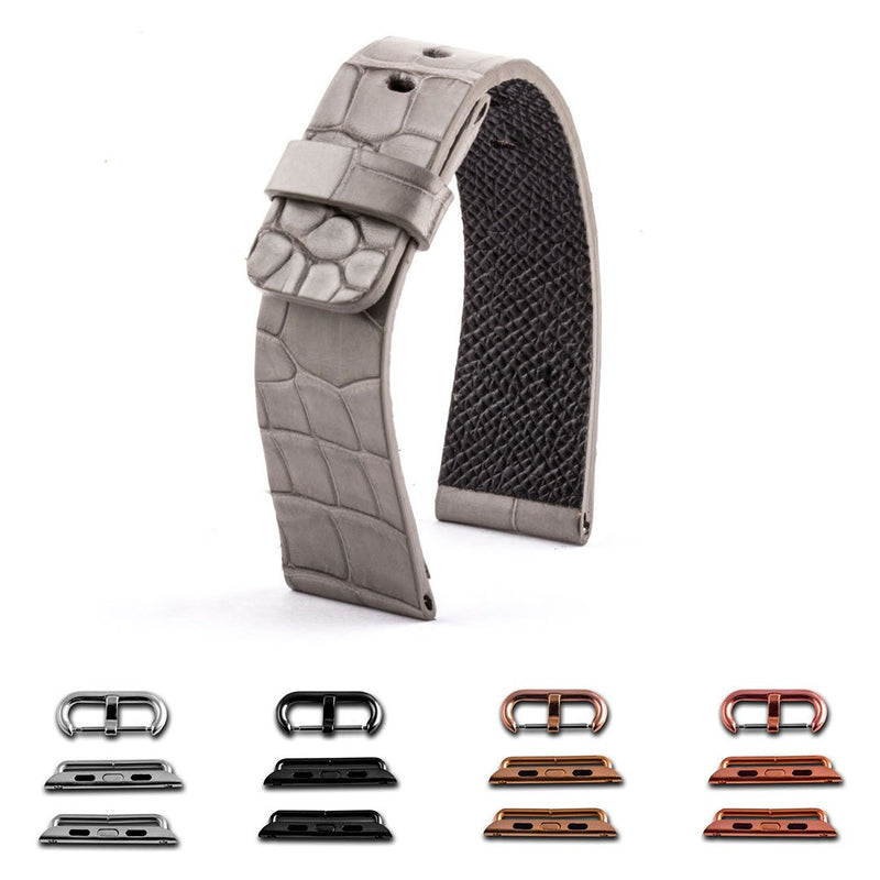 ABP Paris Light Grey Alligator Leather Apple Watch Strap