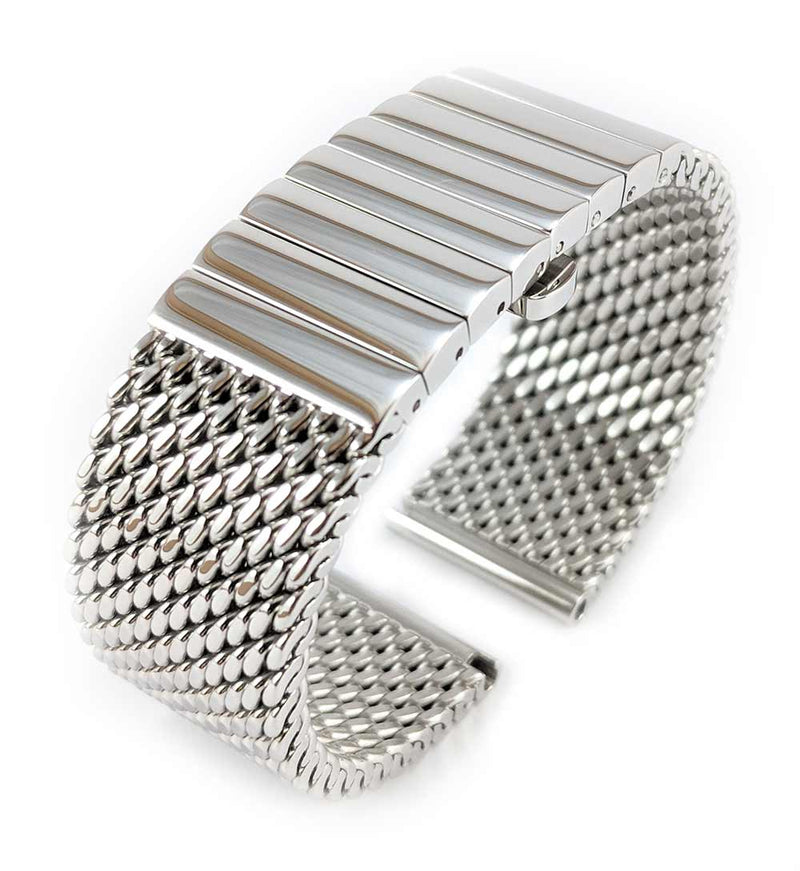 Staib Milanaise Mesh Polished Watch Bracelet with Butterfly Clasp 18mm