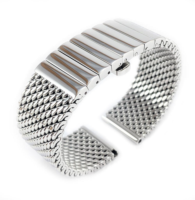 Staib Milanaise Mesh Polished Watch Bracelet with Butterfly Clasp 18mm