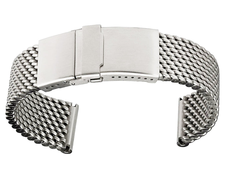 Staib Milanaise Mesh Polished Watch Bracelet with Folding Buckle 22mm