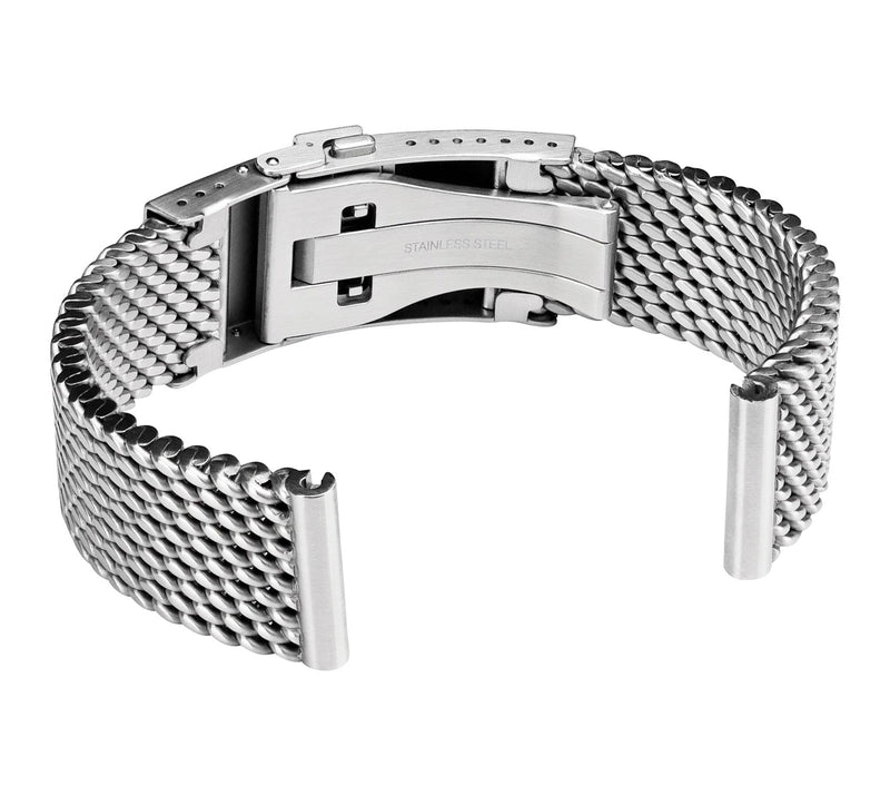 Staib Milanaise Mesh Polished Watch Bracelet with Folding Buckle 22mm