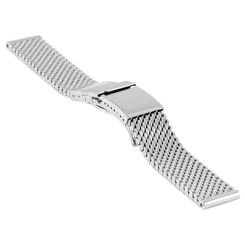 Staib Milanaise Mesh Polished Watch Bracelet with Folding Buckle 22mm