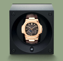 SwissKubik Masterbox Watch Winder in Black Leather with Black Stitching