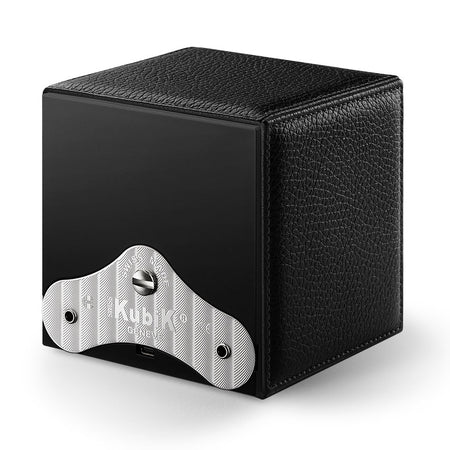 SwissKubik Masterbox Watch Winder in Black Grained Leather with Black Stitching