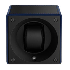 SwissKubik Masterbox Watch Winder in Black Leather with Blue Edges and Stitching