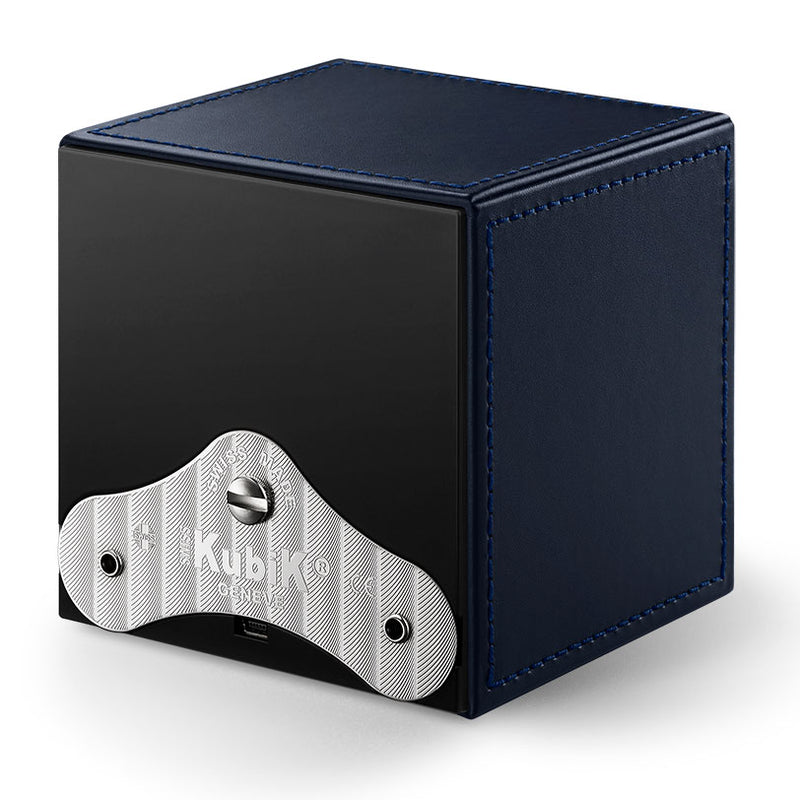 SwissKubik Masterbox Watch Winder in Blue Leather with Blue Stitching