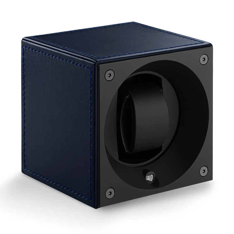 SwissKubik Masterbox Watch Winder in Blue Leather with Blue Stitching