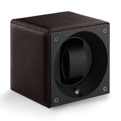 SwissKubik Masterbox Watch Winder in Brown Grained Leather with Brown Stitching