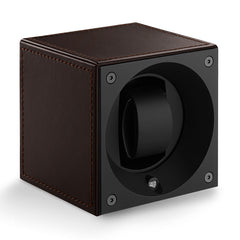 SwissKubik Masterbox Watch Winder in Brown Leather with Brown Stitching