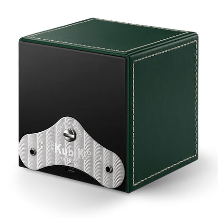 SwissKubik Masterbox Watch Winder in Green Leather with White Stitching
