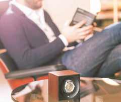 SwissKubik Masterbox Watch Winder in Black Leather with Black Stitching