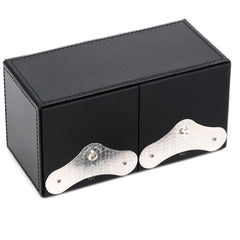 SwissKubik Masterbox Double Watch Winder in Black Leather with Black Stitching