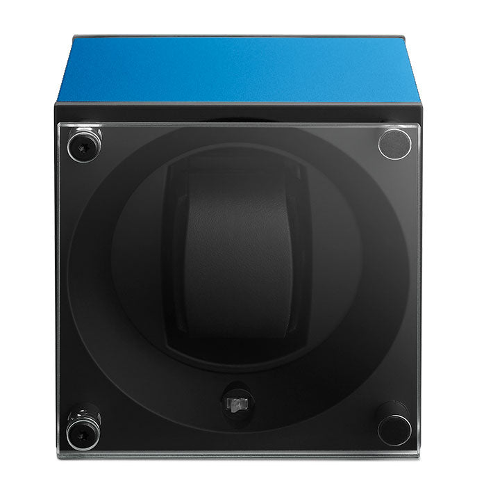 SwissKubik Masterbox Watch Winder in Sapphire Blue Anodized Aluminium